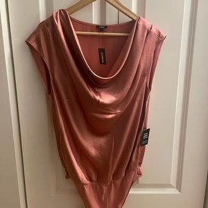 Beautiful brand new with tags Satin Cowl Neck Gramercy Bodysuit in desert Rose.